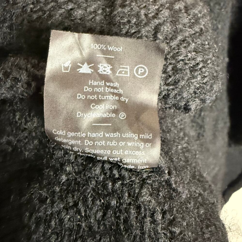 Elk Black Chale Wool Oversized Wrap Poncho Sweater - Picture 13 of 13